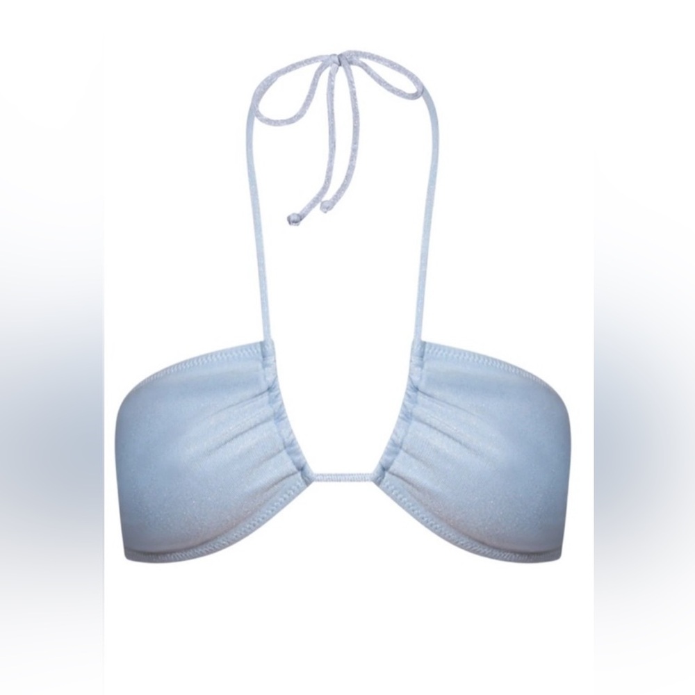 TJ SWIM HARPER CONVERTIBLE BIKINI TOP IN ICE BLUE; size M